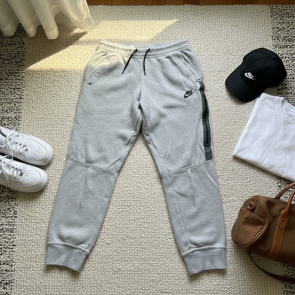 Nike Tech Fleece Joggers Boys Youth Large Gray 2021 Side Zip Athletic Sweatpants
